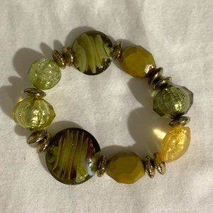 Green with yellow tones stretchy bracelet